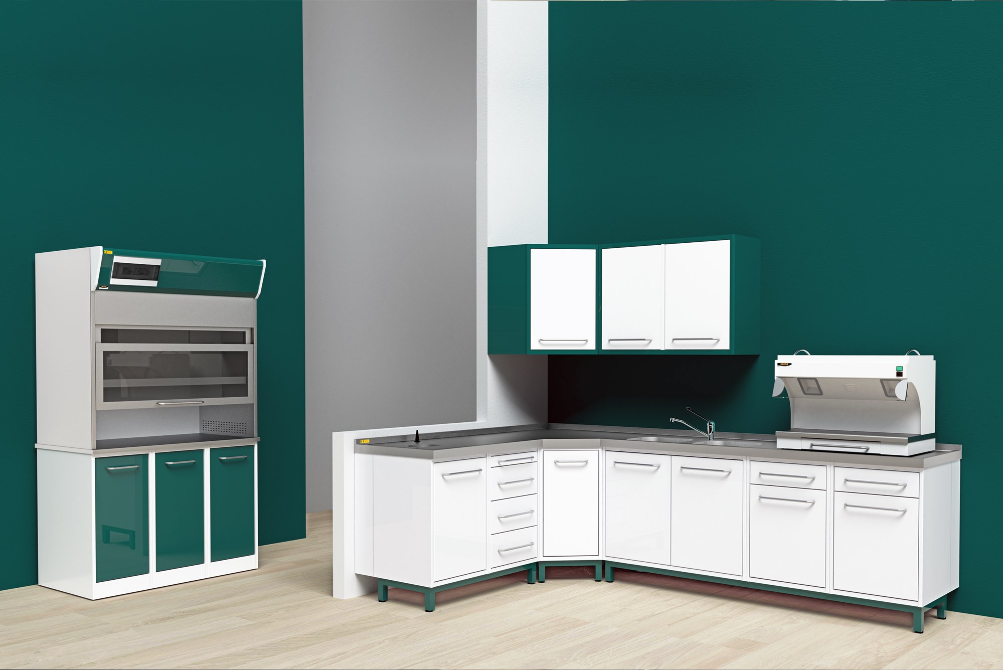 Plaster room and extraction hoods